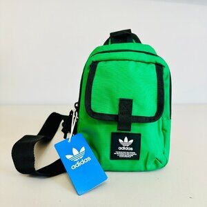 ADIDAS GREEN AND BLACK UTILITY MINI SLINGBACK BAG